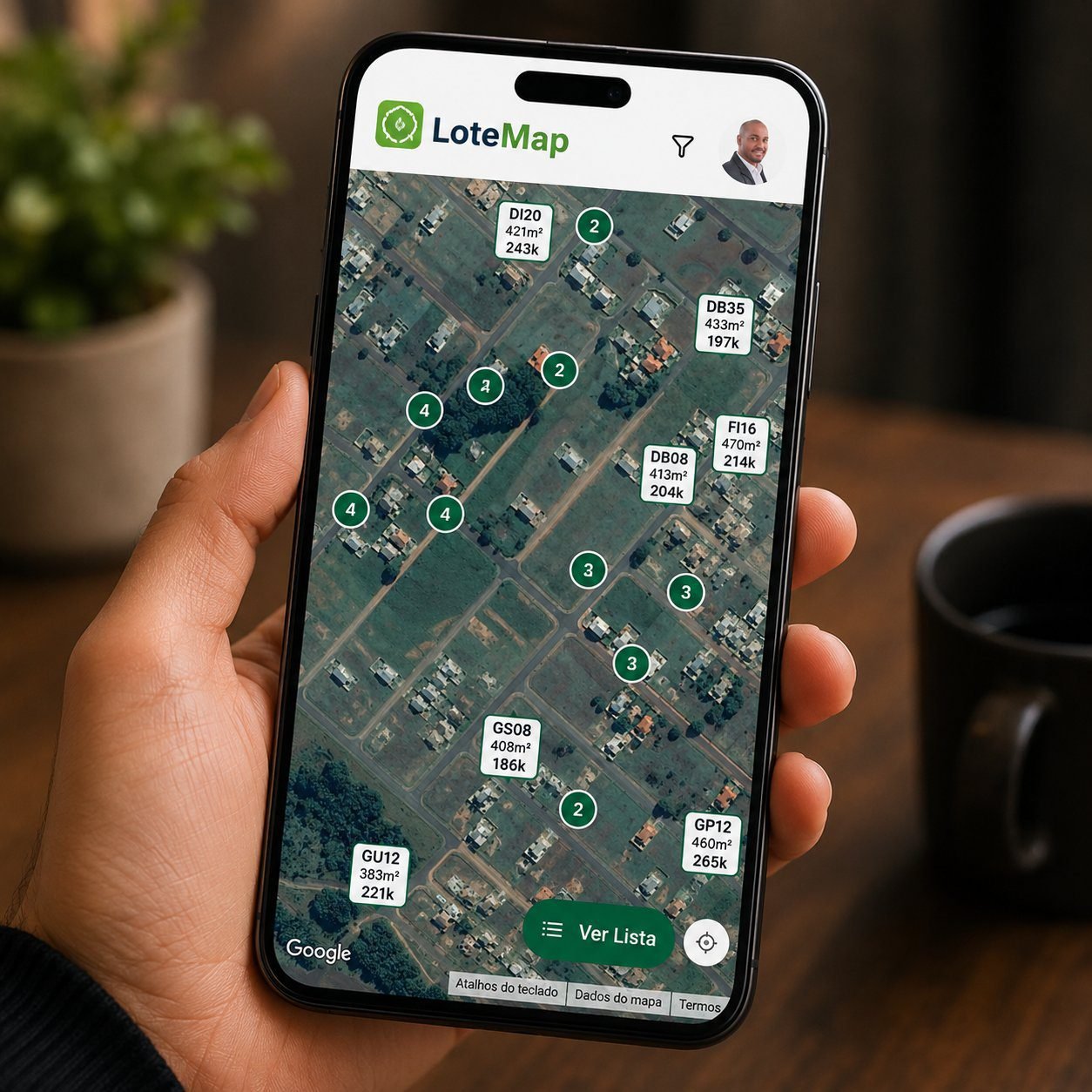 Mapa digital interativo para loteamentos com visualização inteligente de terrenos, localização de lotes, valores, metragem e gestão imobiliária online.